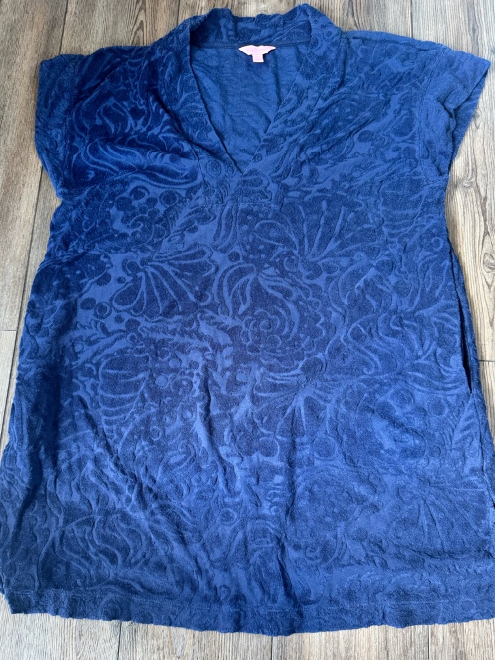 Lilly Pulitzer Navy Blue Terry Cloth Textured Swim Coverup with Pockets